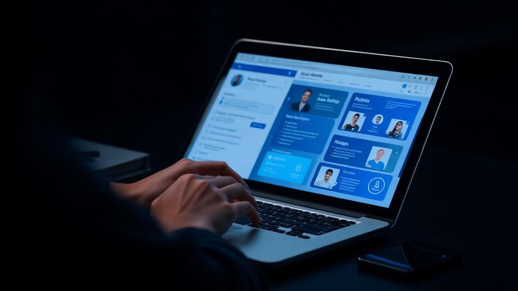 Profissional criando currículo digital interativo no computador