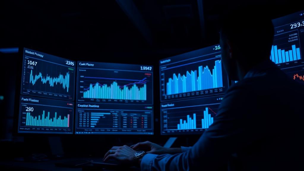 Gestor analisando dashboard financeiro com indicadores de desempenho