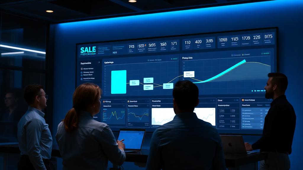 Equipe comercial analisando funil de vendas e indicadores de conversão